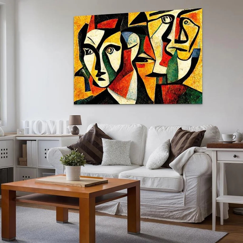 Tableau Abstrait Les Visages - Montableaudeco