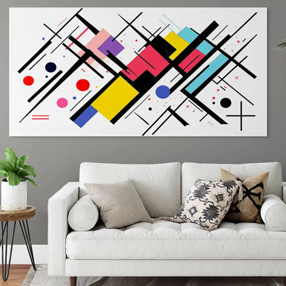 Tableau Abstrait Lignes en Mouvement 40x80cm / Toile tendue sur châssis Tableau Abstrait