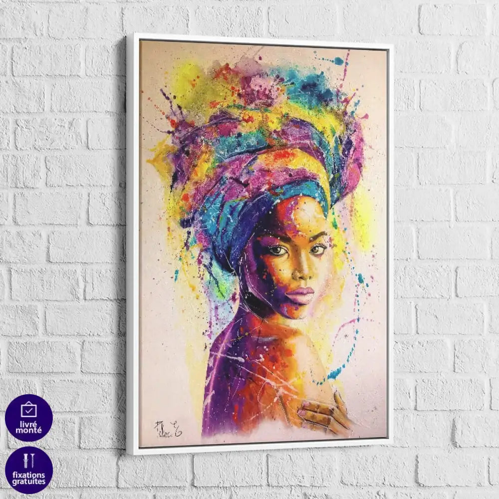 tableau afrique jolie femme coloré