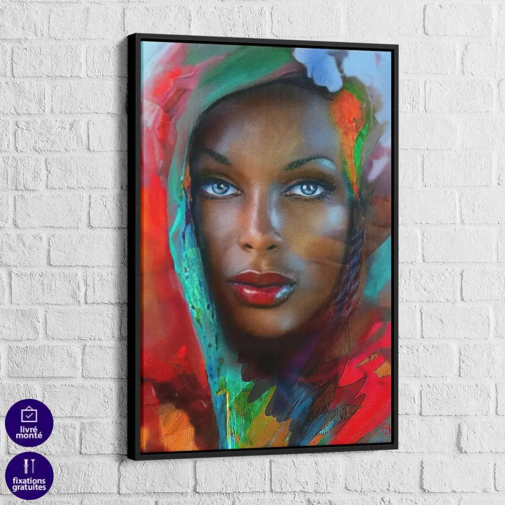 Tableau Afrique La Femme au yeux Bleus - Montableaudeco