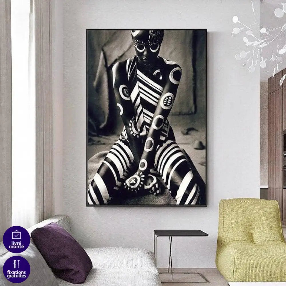 Tableau Afrique La Femme Noir et Blanc - Montableaudeco