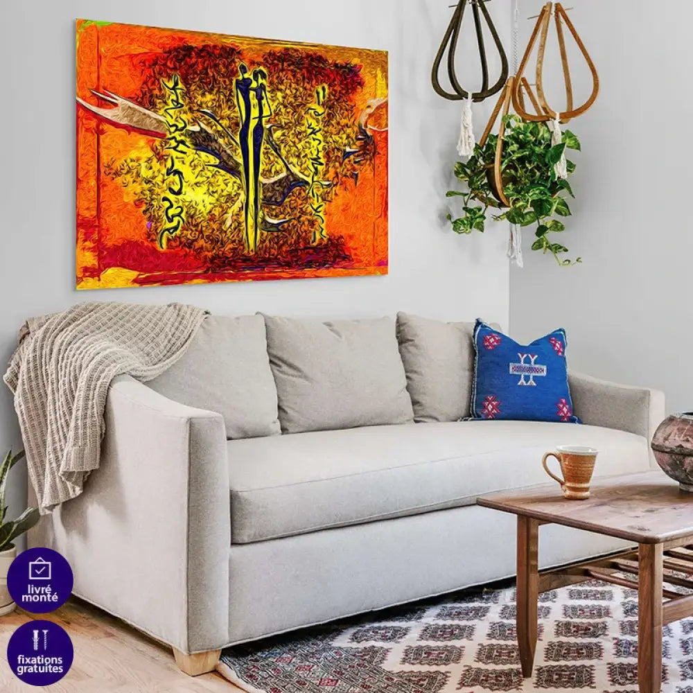 Tableau africain décoratif – silhouettes du couple amoureux