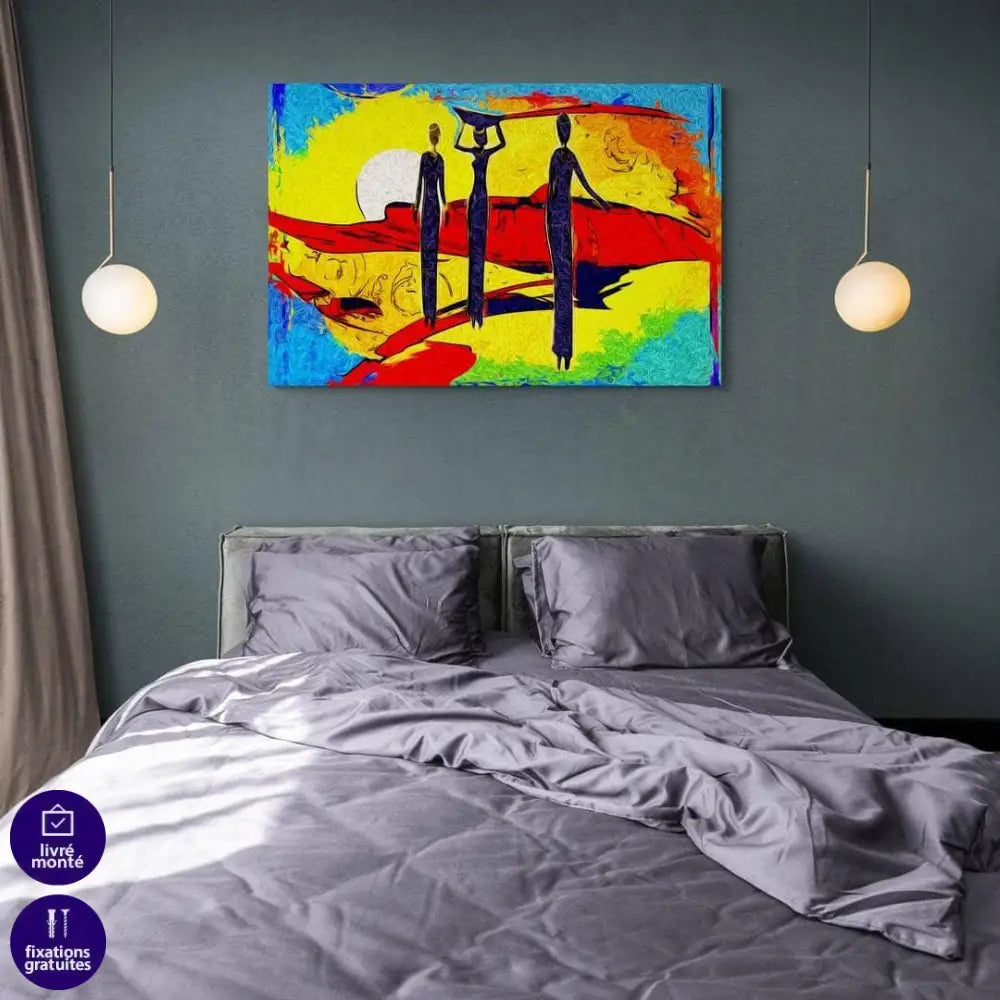 Tableau Afrique Les 3 femmes et le désert - Montableaudeco