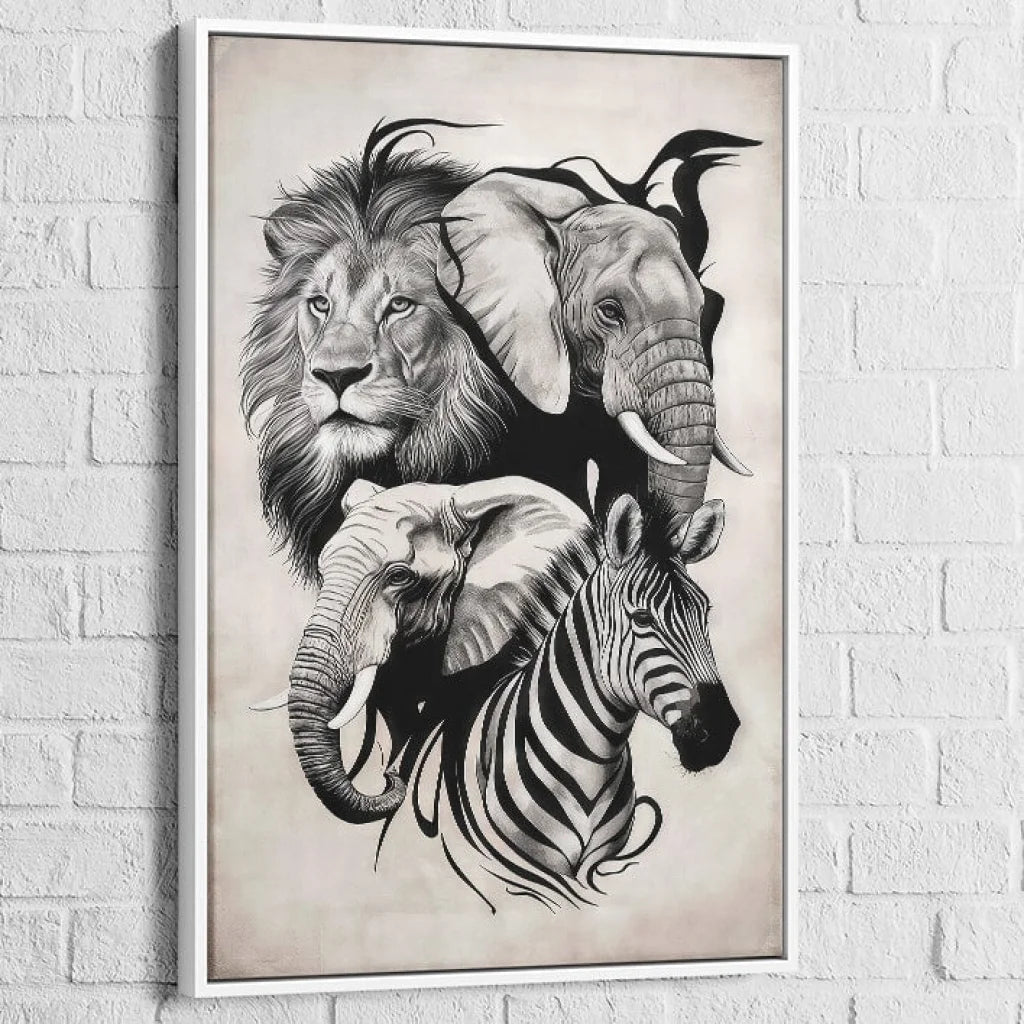 Tableau Animaux Force et Élégance 40x60cm / Cadre Blanc Tableau Animaux