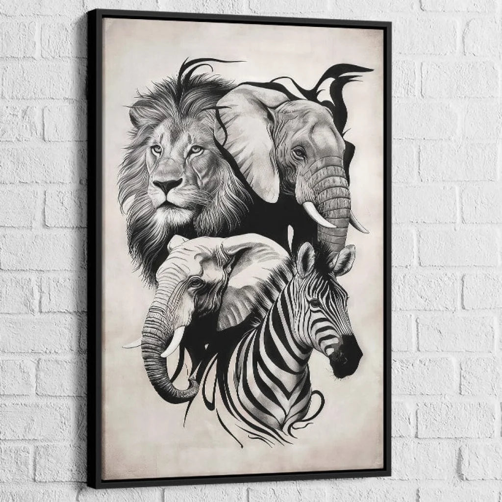 Tableau Animaux Force et Élégance 40x60cm / Cadre Noir Tableau Animaux