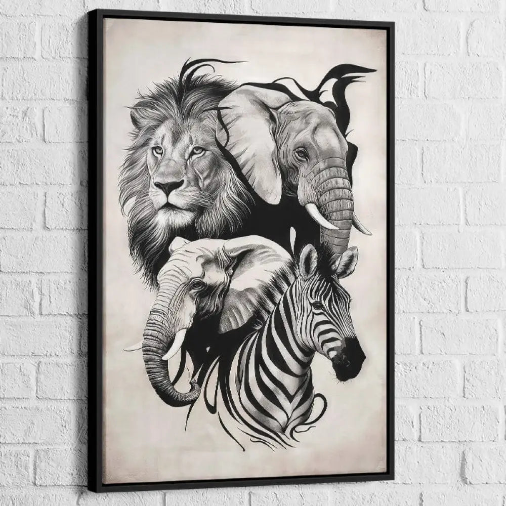 Tableau Animaux Force et Élégance 40x60cm / Cadre Noir Tableau Animaux