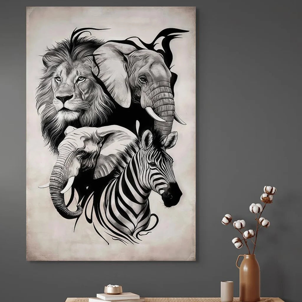 Tableau Animaux Force et Élégance 40x60cm / Toile tendue sur châssis Tableau Animaux