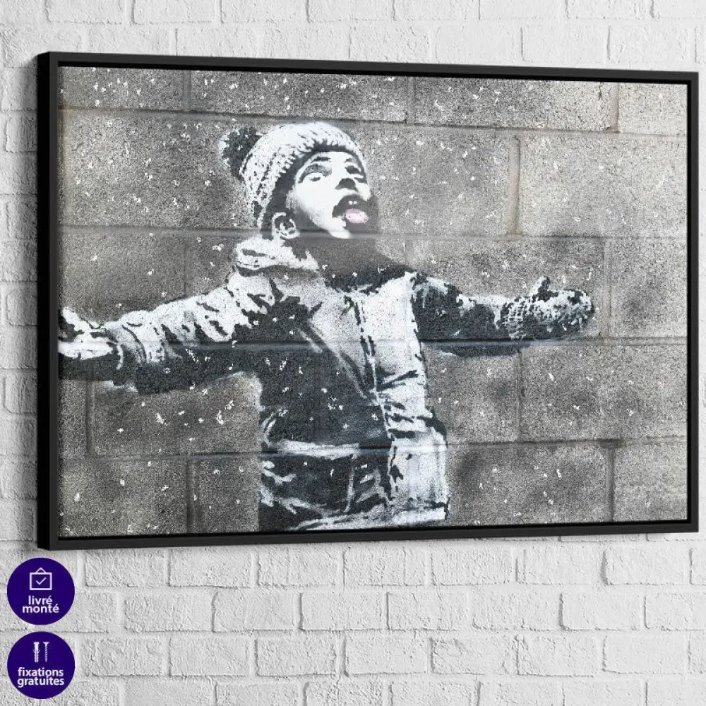 Tableau Banksy Ash Boy 40x60cm / Cadre Noir Tableau Banksy