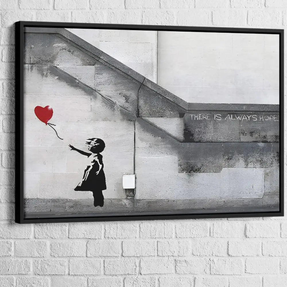 Tableau Banksy La Fille au Ballon Rouge 40x60cm / Cadre Noir Tableau Banksy