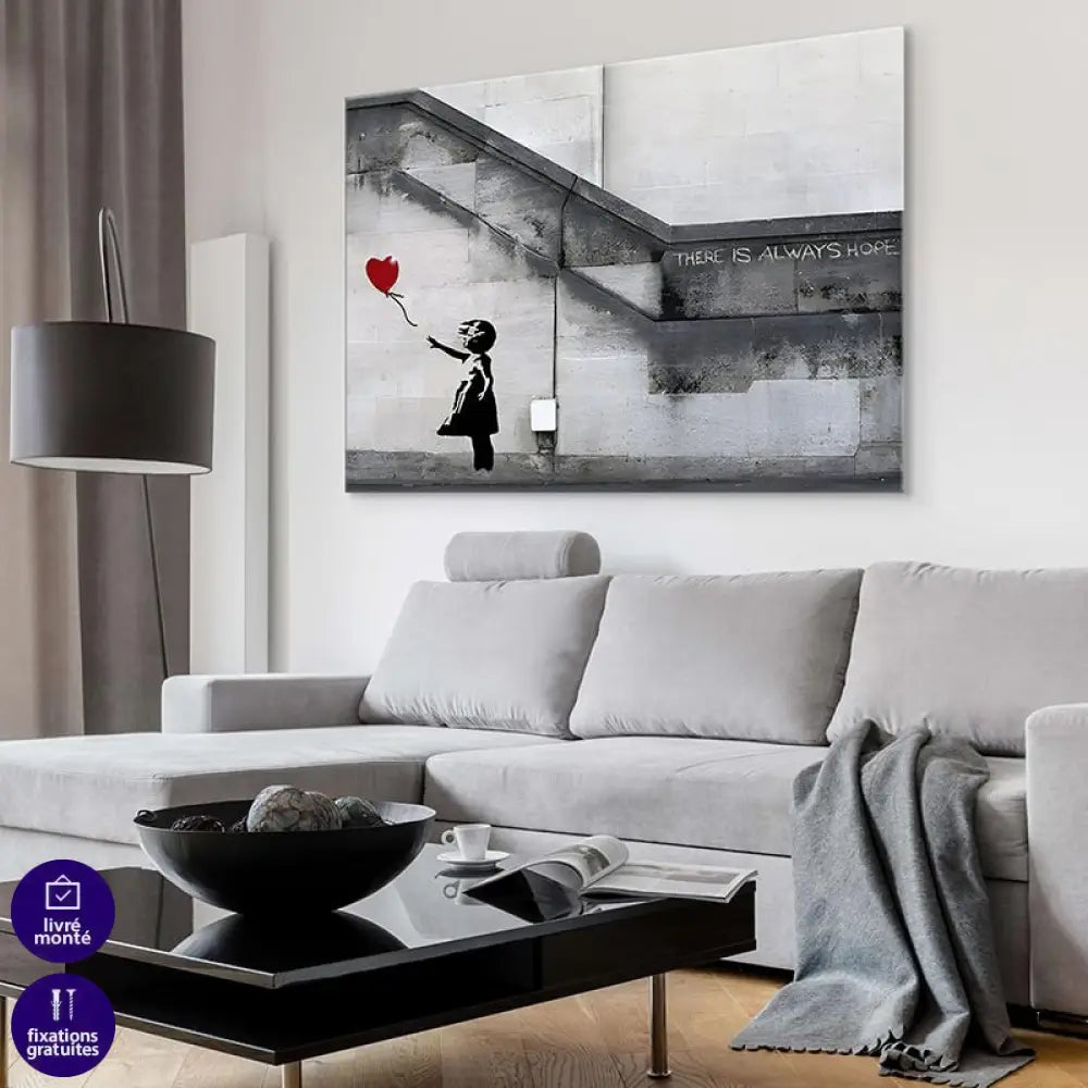 Tableau Banksy La Fille au Ballon Rouge 40x60cm / Toile tendue sur châssis Tableau Banksy