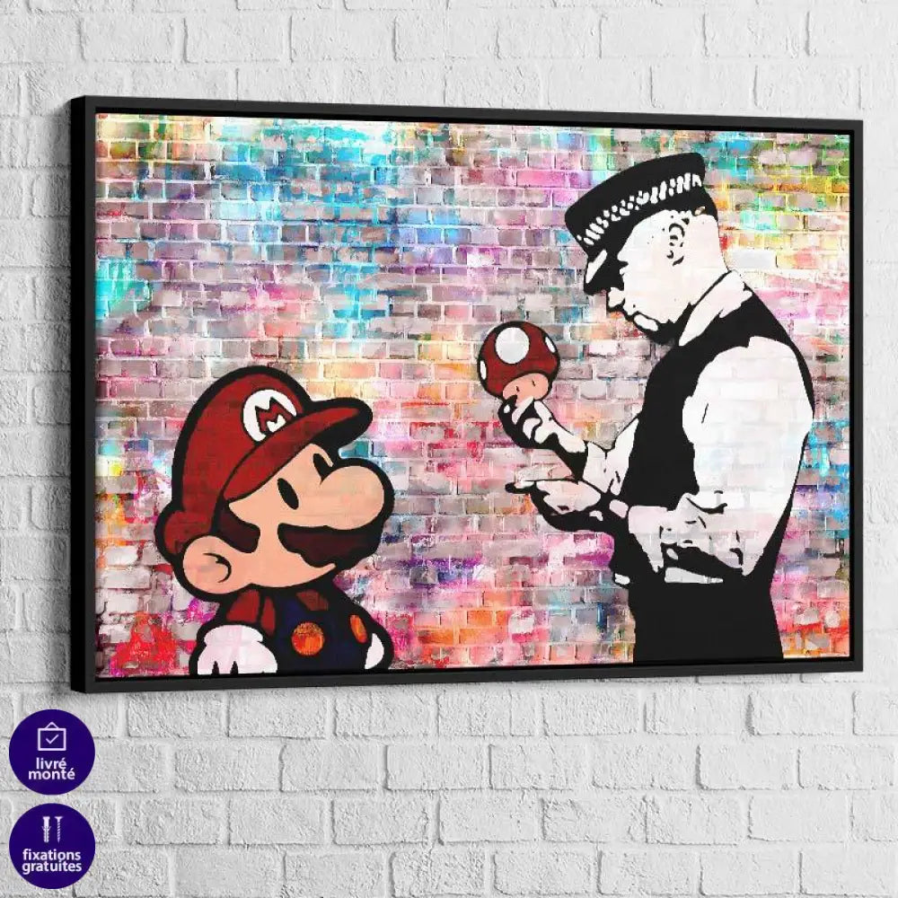 Tableau Banksy Mario et le policier - Montableaudeco