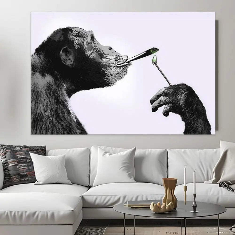 Tableau Banksy Monkey Smooking 40x60cm / Affiche sans cadre Tableau Banksy