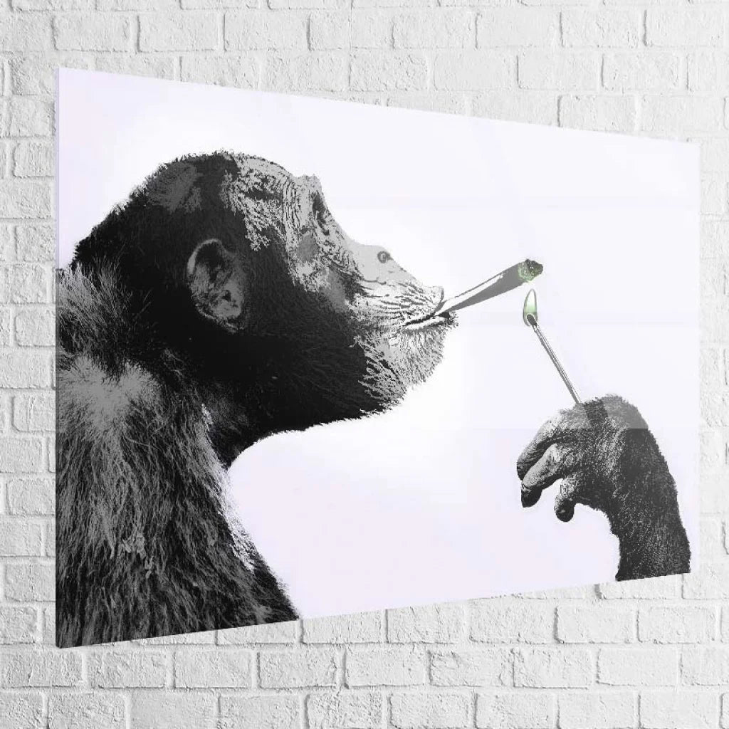 Tableau Banksy Monkey Smooking 40x60cm / Plexiglas Tableau Banksy