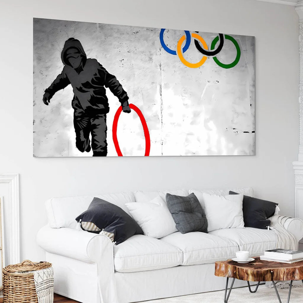 Tableau Banksy Olympic Games 40x80cm / Toile tendue sur châssis Tableau moderne