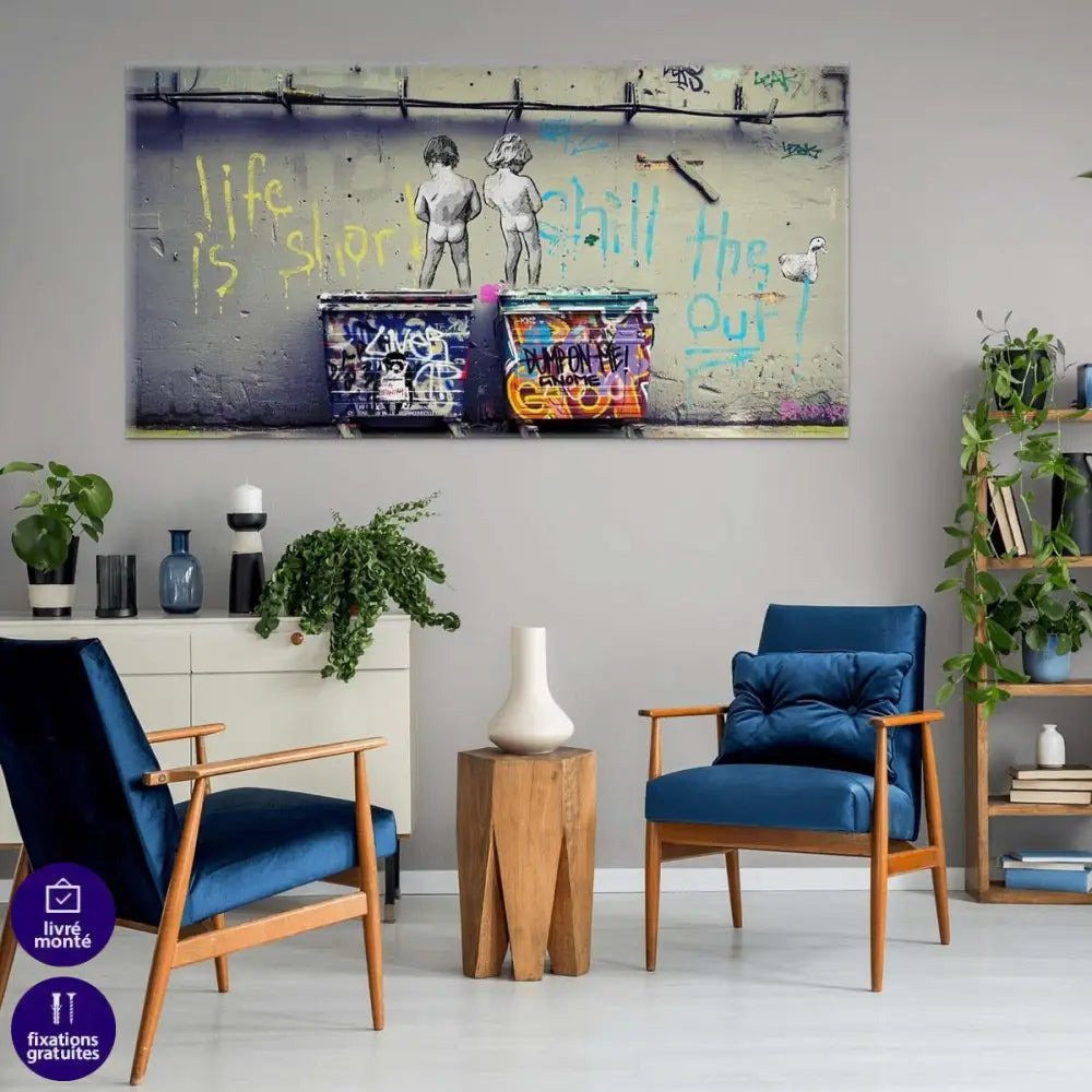 Tableau Banksy Panoramique Life Is Short - Montableaudeco