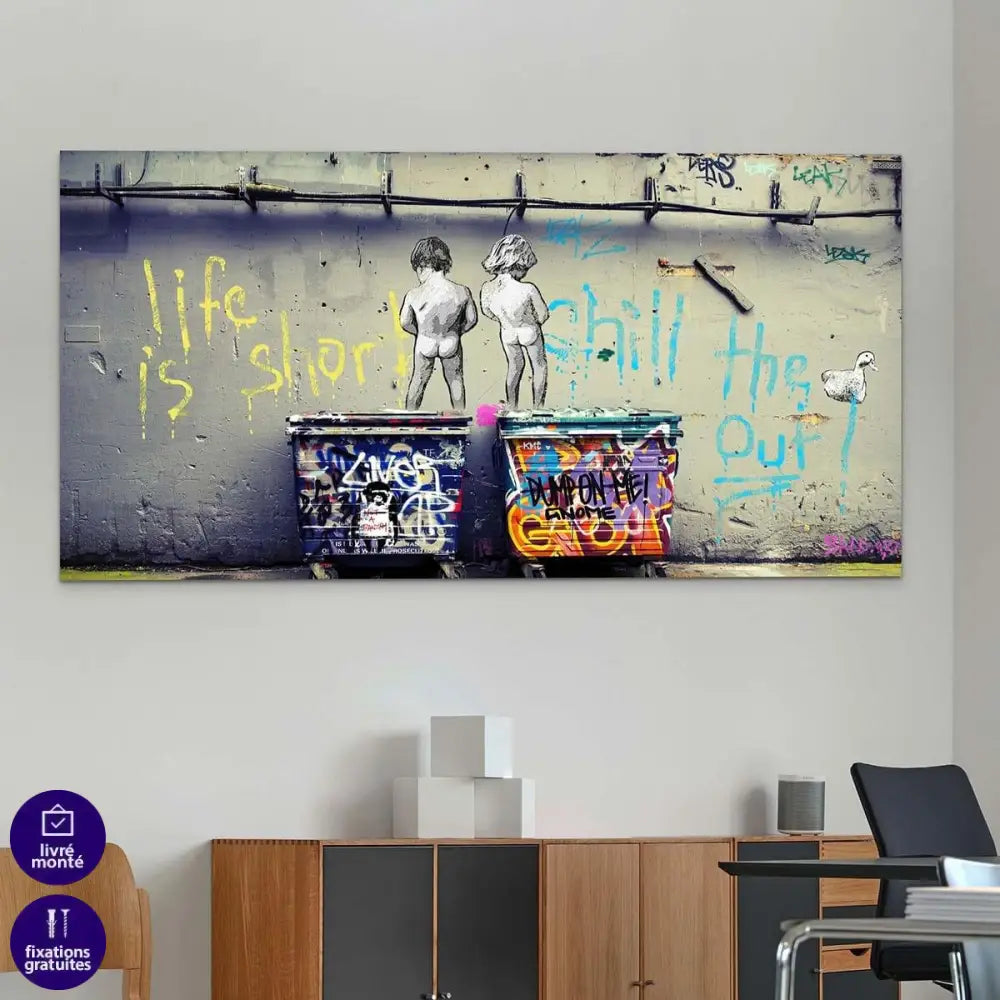 Tableau Banksy Panoramique Life Is Short - Montableaudeco