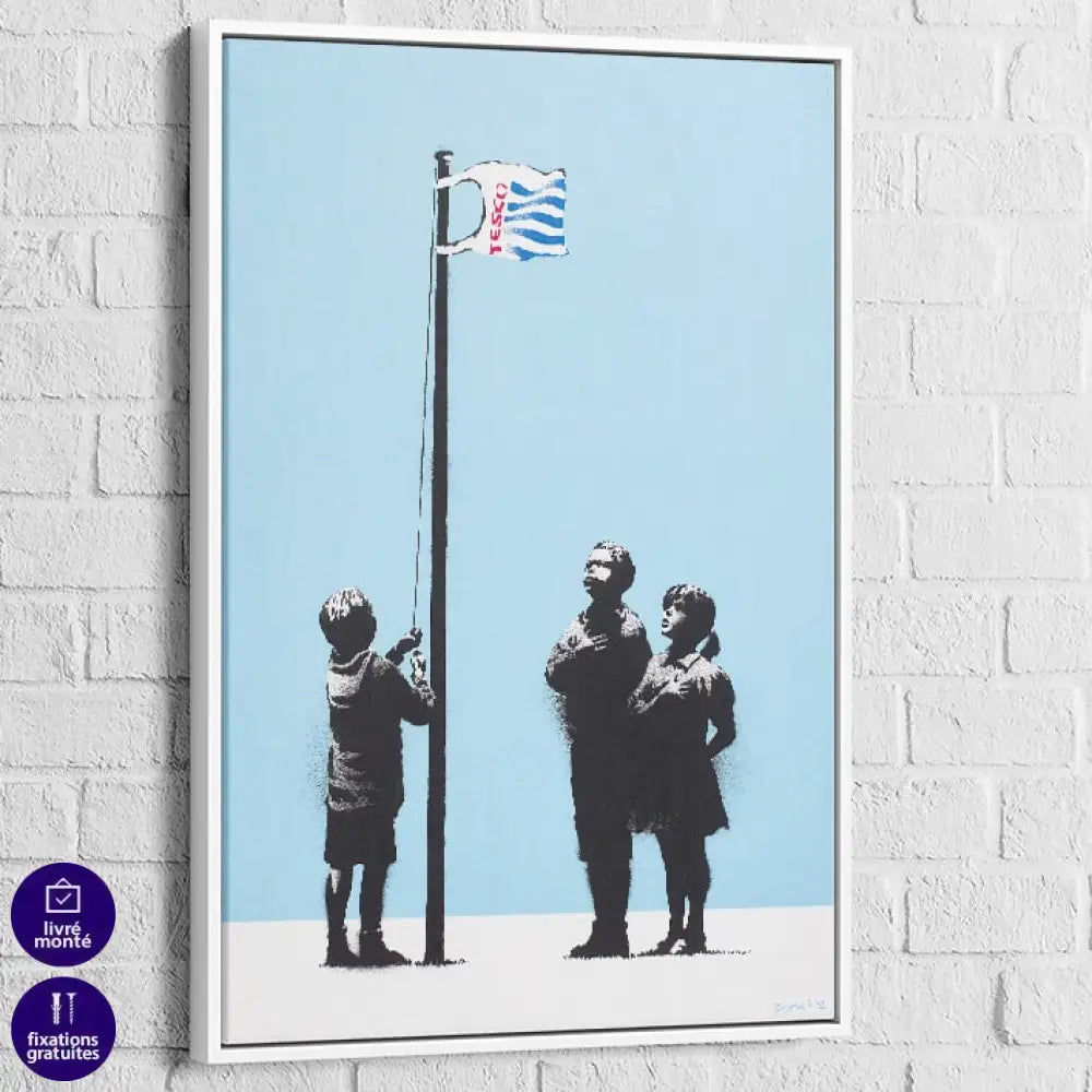 Tableau Banksy Very Little Helps 40x60cm / Cadre Blanc Tableau Banksy