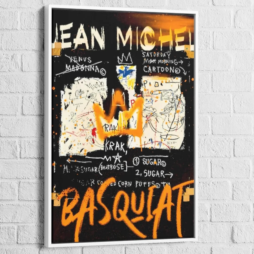 Tableau Basquiat Dualité Urbaine 40x60cm / Cadre Blanc / A Tableau Basquiat
