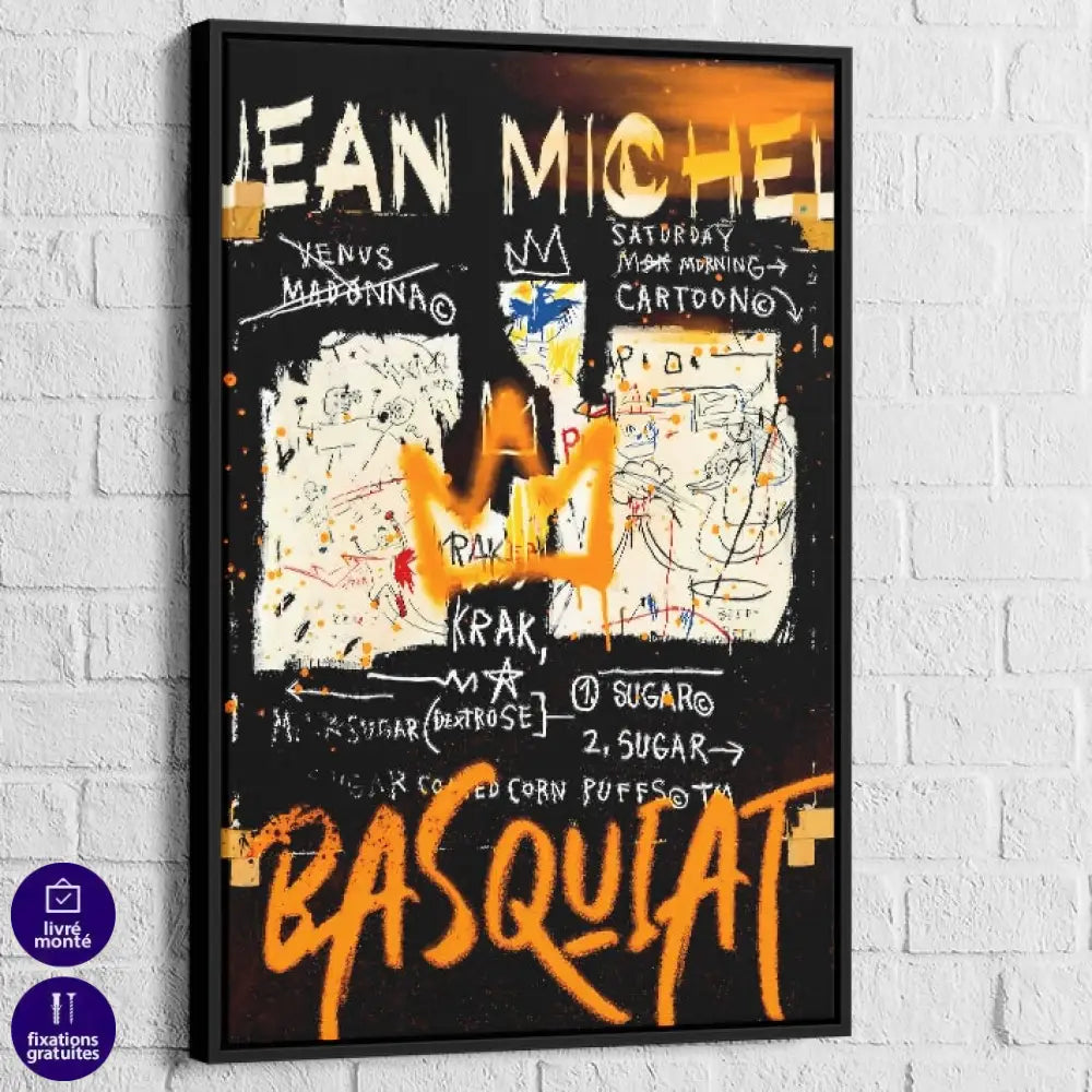 Tableau Basquiat Dualité Urbaine 40x60cm / Cadre Noir / A Tableau Basquiat