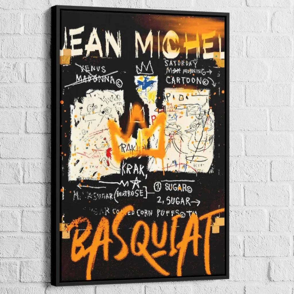 Tableau Basquiat Dualité Urbaine 40x60cm / Cadre Noir / A Tableau Basquiat