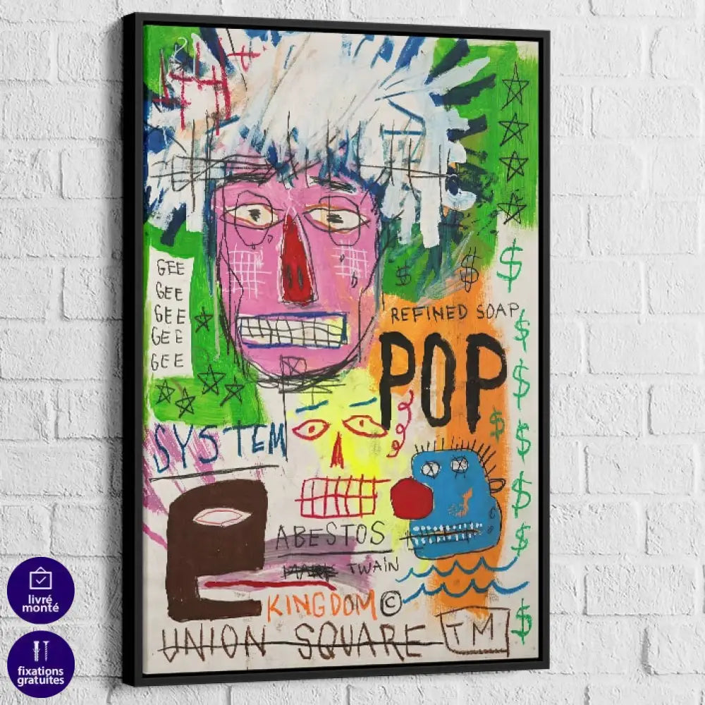Tableau Basquiat Masterpiece 60-88 40x60cm / Cadre Noir Tableau Basquiat
