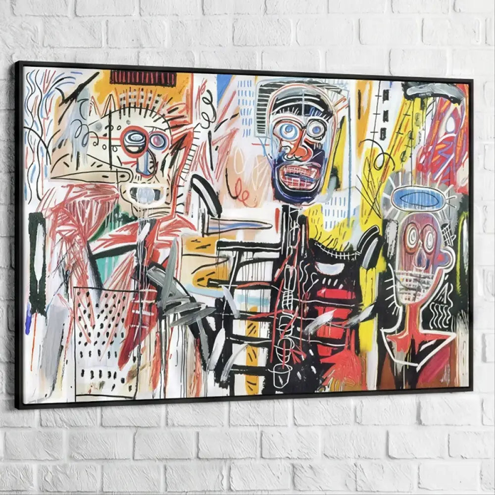 Tableau Basquiat Philistines 1982 cadre noir