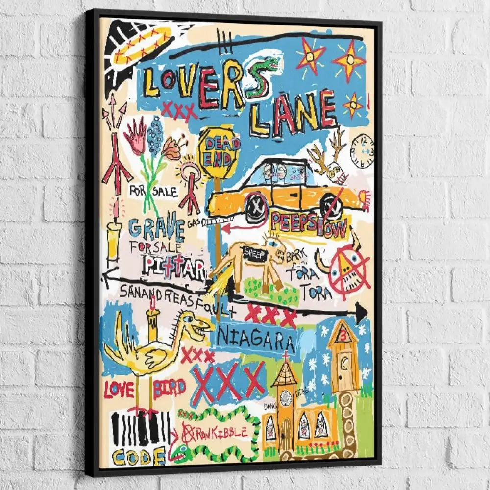 Tableau Basquiat Rêves Urbains 40x60cm / Cadre Noir Tableau Basquiat