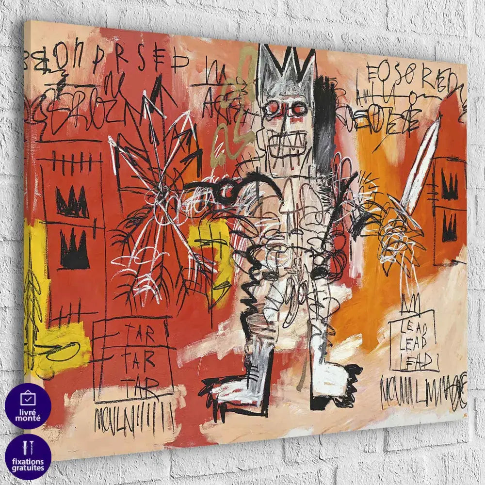 Tableau Basquiat Warrior Graffiti - Montableaudeco