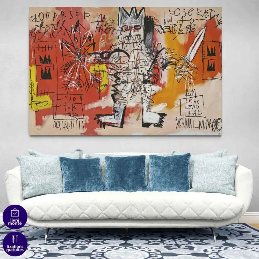 Tableau Basquiat Warrior Graffiti - Montableaudeco