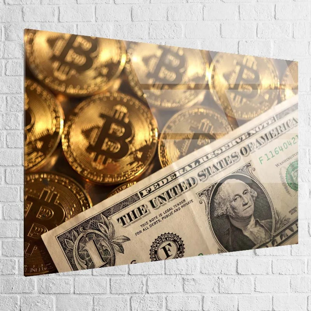 Tableau Bit Coin Dollar 40x60cm / Plexiglas Tableau Fleur