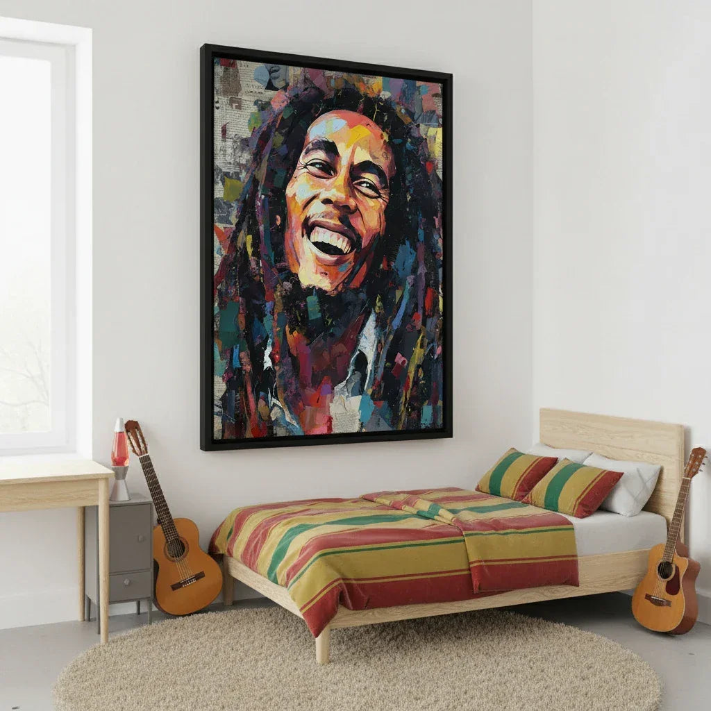 wall art marley good vibes portrait reggae multicolored
