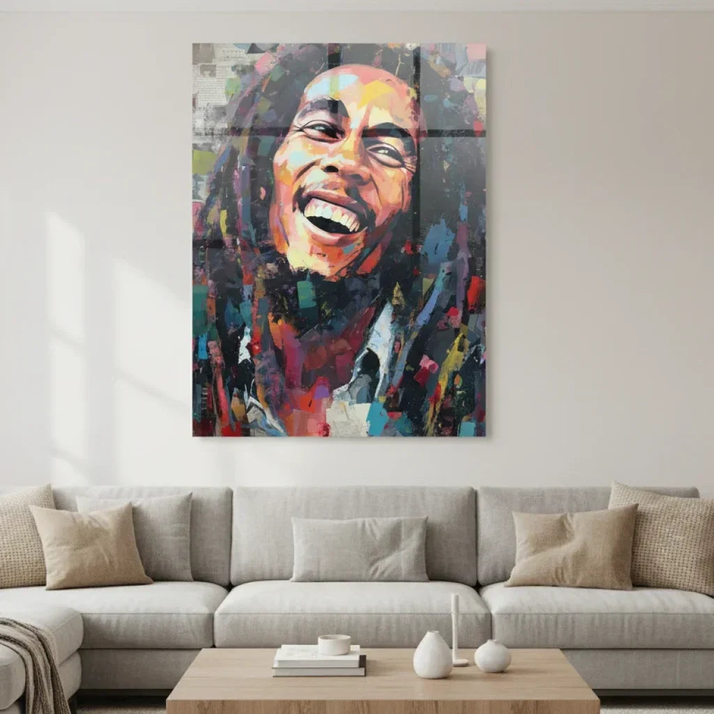 wall art Acrylic Glass Print Bob Marley intense colors