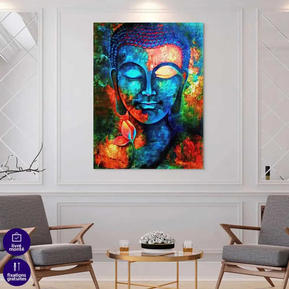 Tableau Bouddha et le Lotus Flamboyant