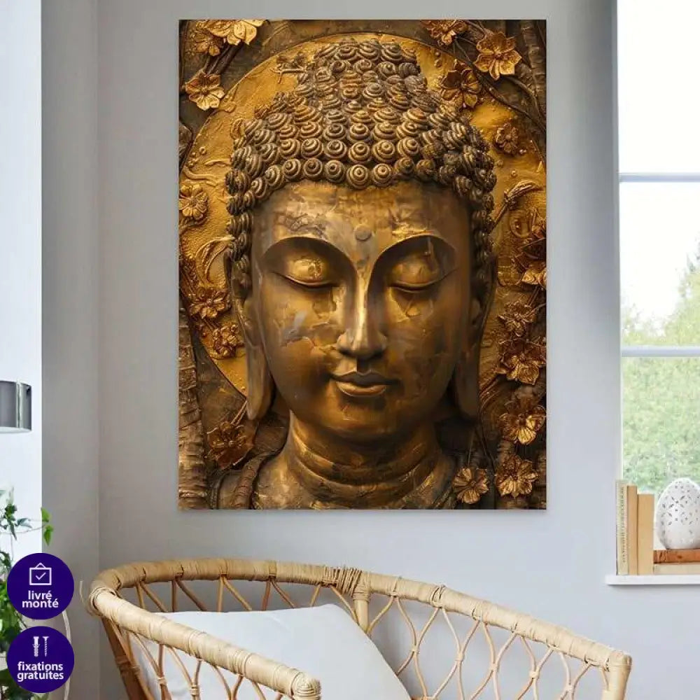 Tableau Bouddha | Méditation en Or | Offre De Bienvenue -20% b