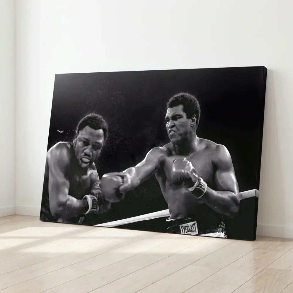 Tableau boxe duel de champions, ambiance sportive et intemporelle