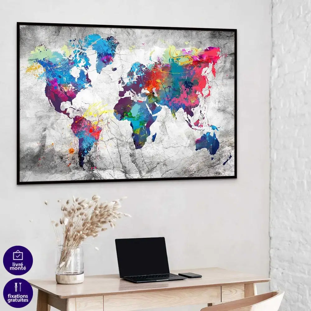 Tableau Carte du monde Colorée - Montableaudeco