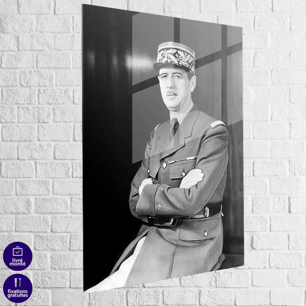 Tableau Charles de Gaulle 40x60cm / Plexiglas Tableau vintage