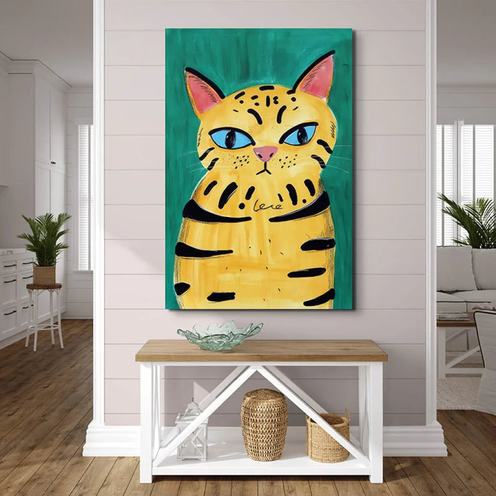 Tableau Chat Coloré Collection 7 Pièces 30x40cm / B / Toile tendue sur châssis Tableau Chat