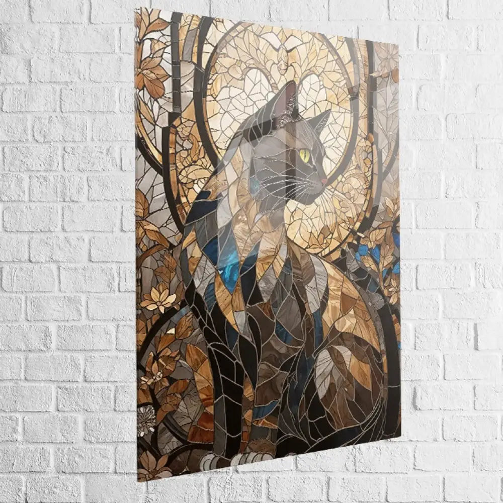 Déco murale chat original inspiration vitrail