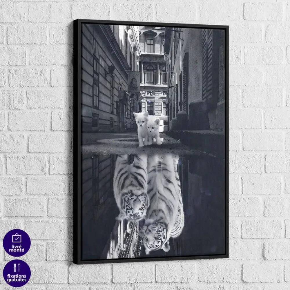 Tableau Chat Noir et blanc Le Tigre - Montableaudeco