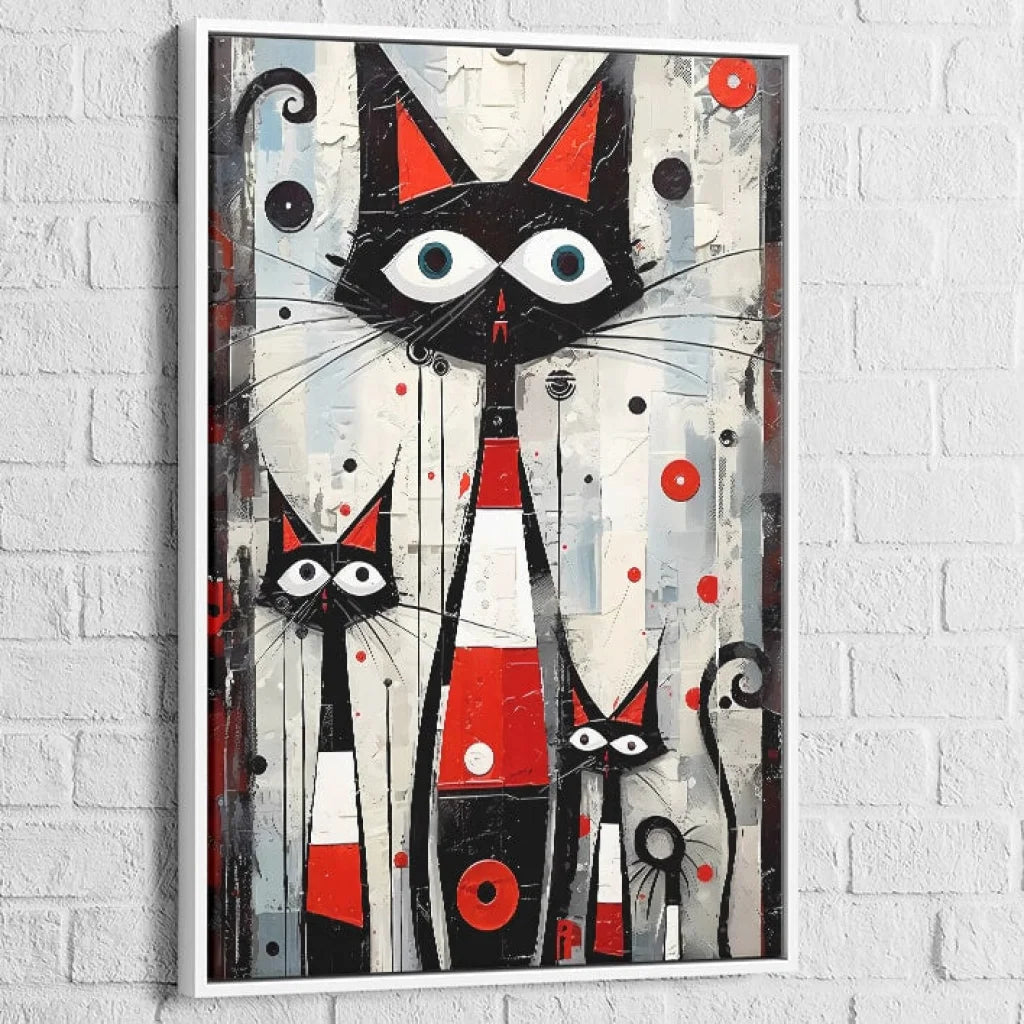 Tableau Chat Trilogie des Félins 40x60cm / Cadre Blanc / A Tableau Street Art