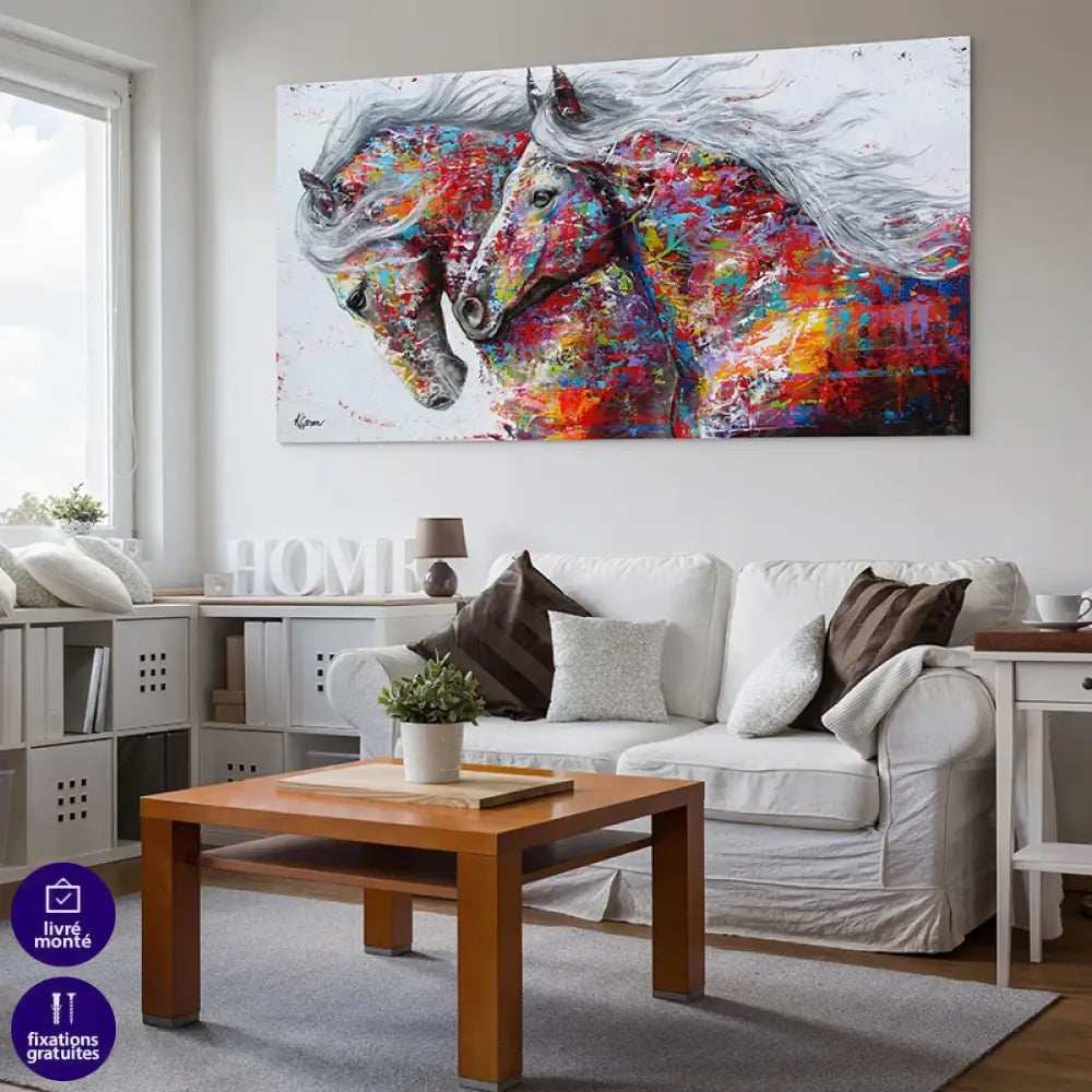 tableau cheval coloré art mural moderne