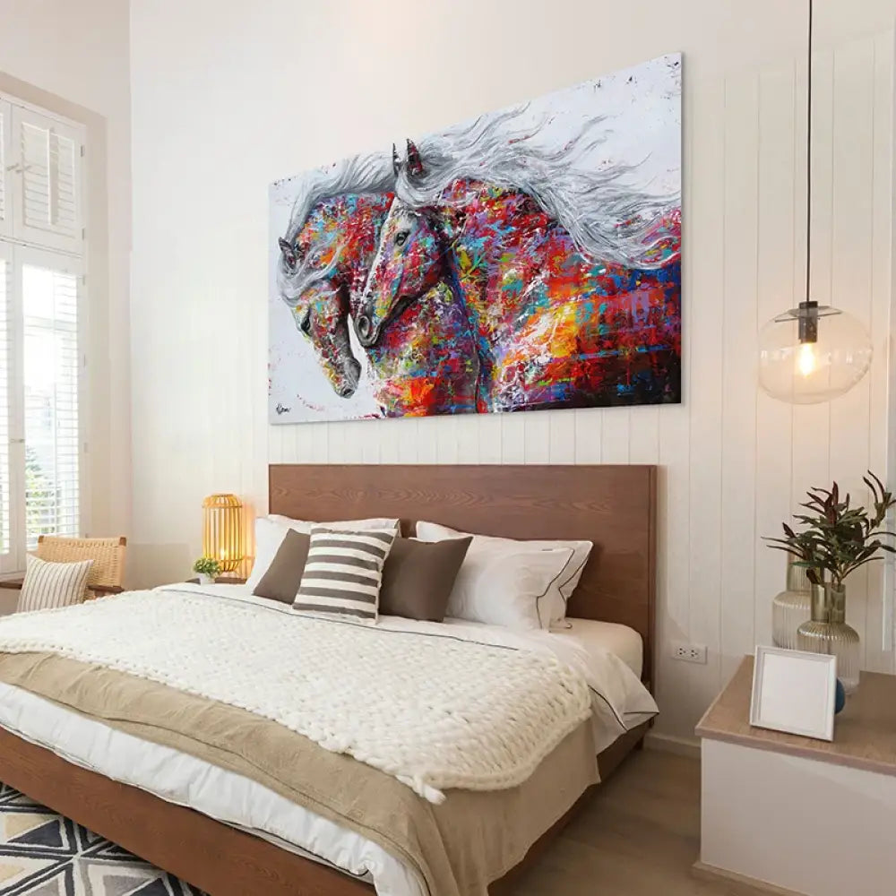 tableau déco maison thème cheval couleurs chaudes