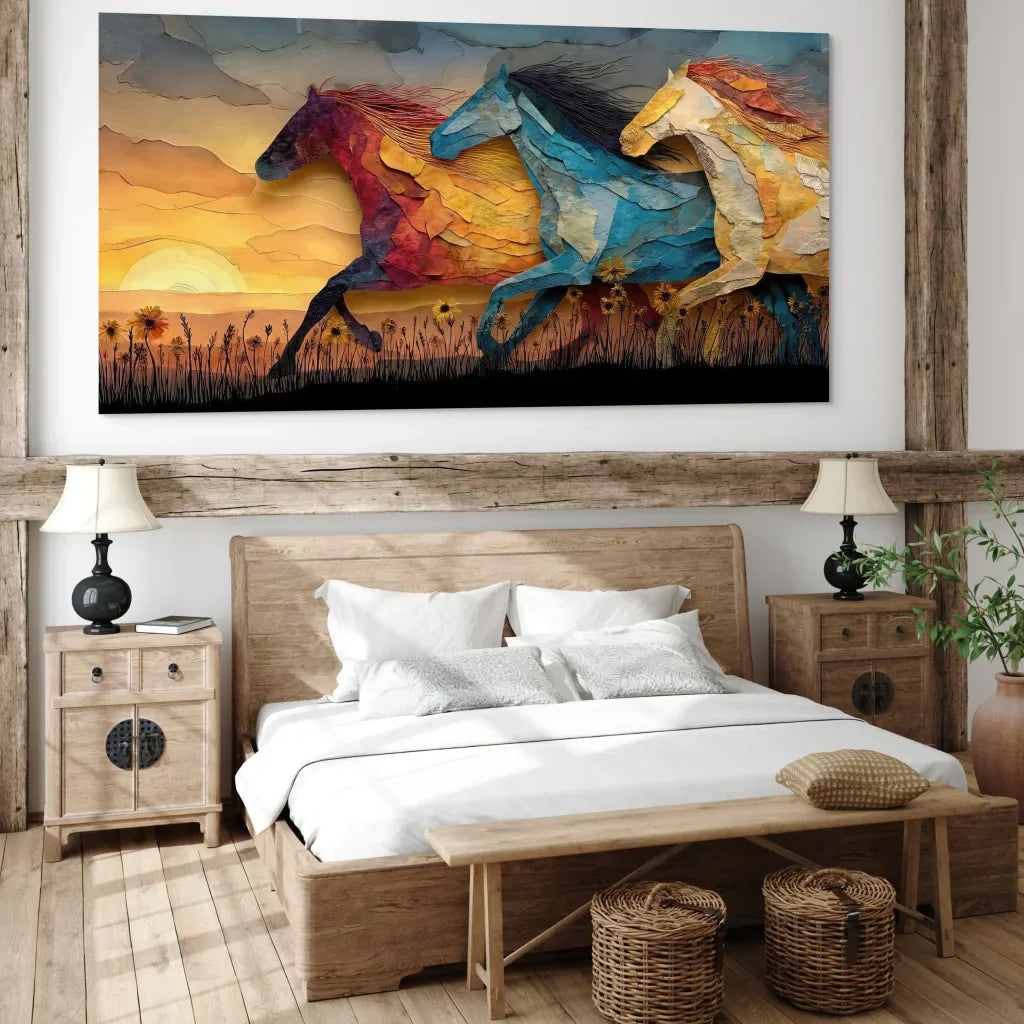 Artistic horse painting in warm colors, evoking nature and freedom