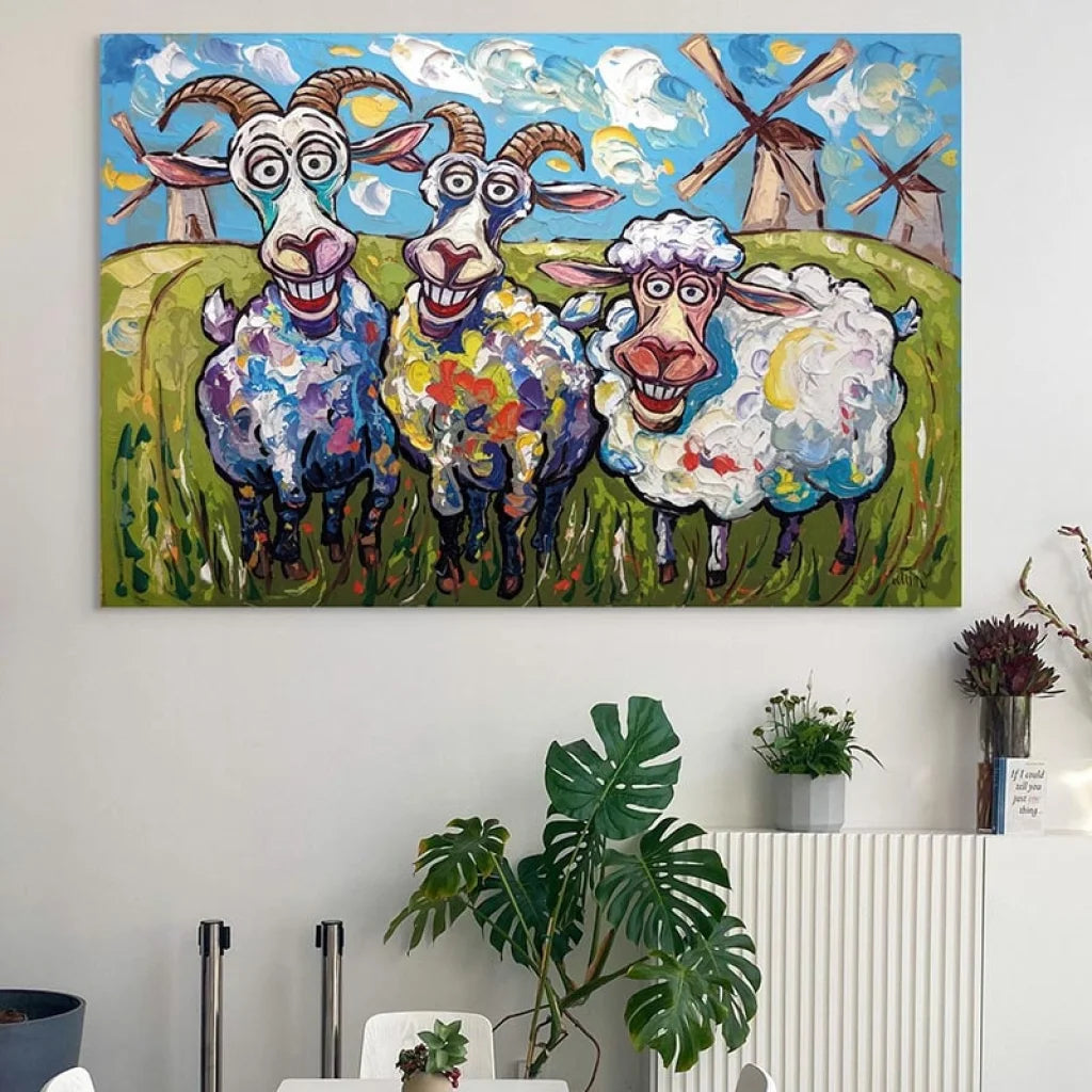 Tableau Chèvres et Brebis en Folie 40x60cm / Affiche sans cadre Tableau Luxe