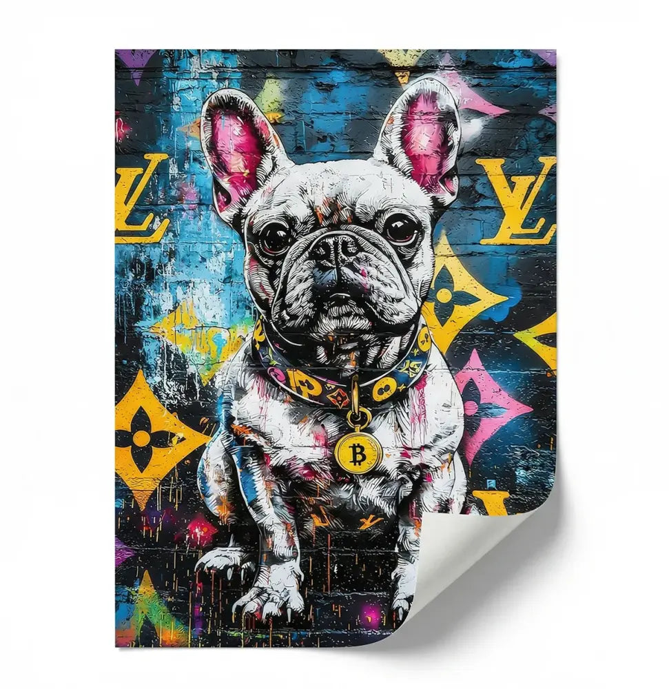 Dog Wall Art art French bulldog bright colors street art style