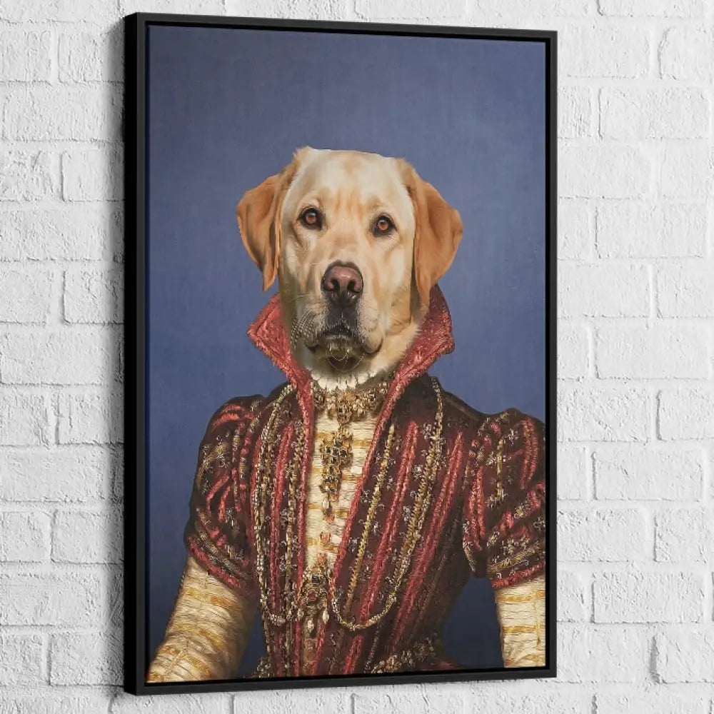 Tableau Chien Personnalisé style historique avec habits royaux rouges et or