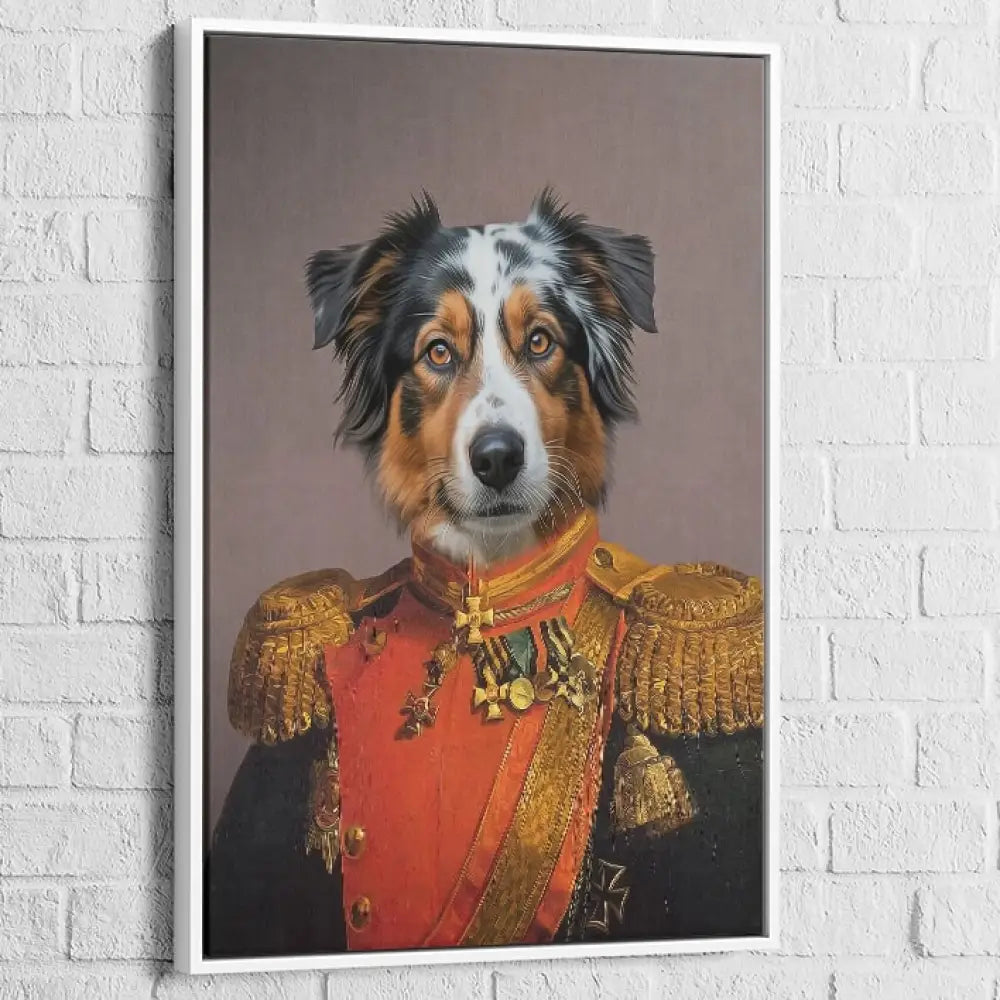 Tableau Chien Personnalisé Historique – Héros de l’Empire 60x80cm / Cadre Blanc Tableau Chien