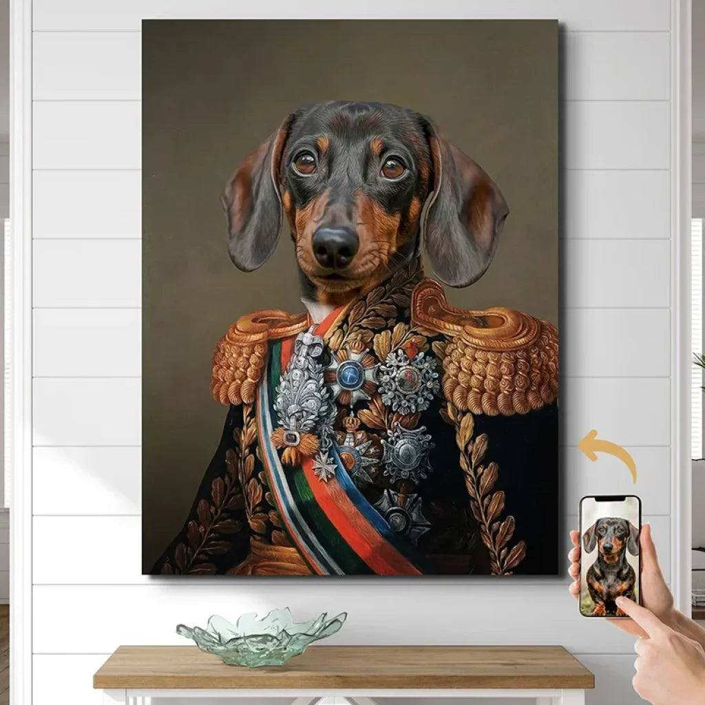 Tableau Chien Personnalisé Historique – Héros Décoré 60x80cm / Affiche sans cadre Tableau Chien