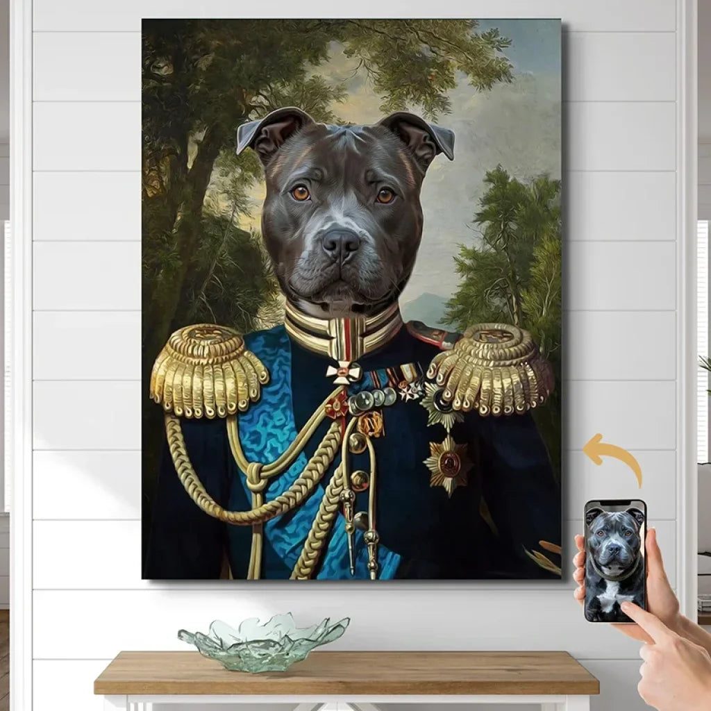 Tableau Chien Personnalisé Historique – Officier Médaillé 60x80cm / Affiche sans cadre Tableau Chien